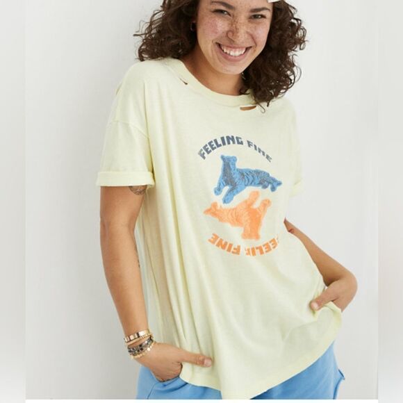 aerie Tops - Aerie Feeling Fine Distressed T-Shirt